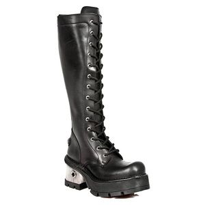 New rock knee high combat moto biker boots heel
